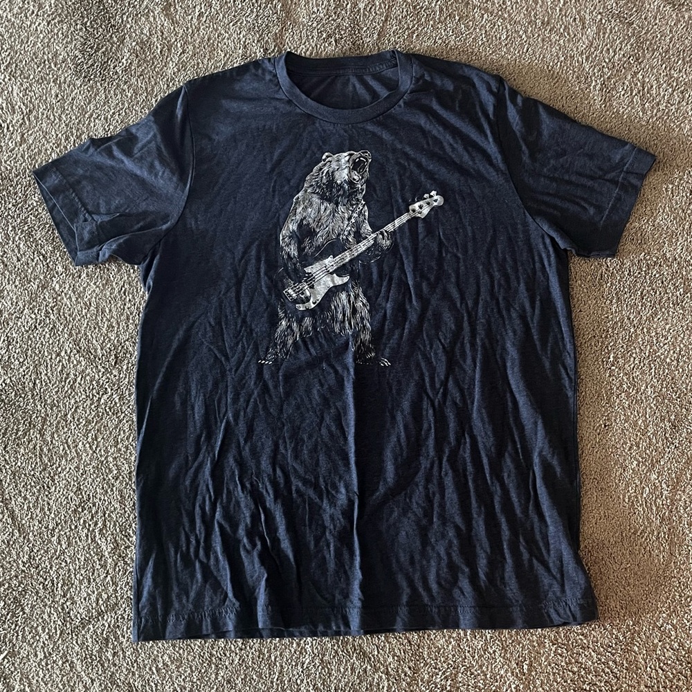 Bear playing bass guitar t-shirt